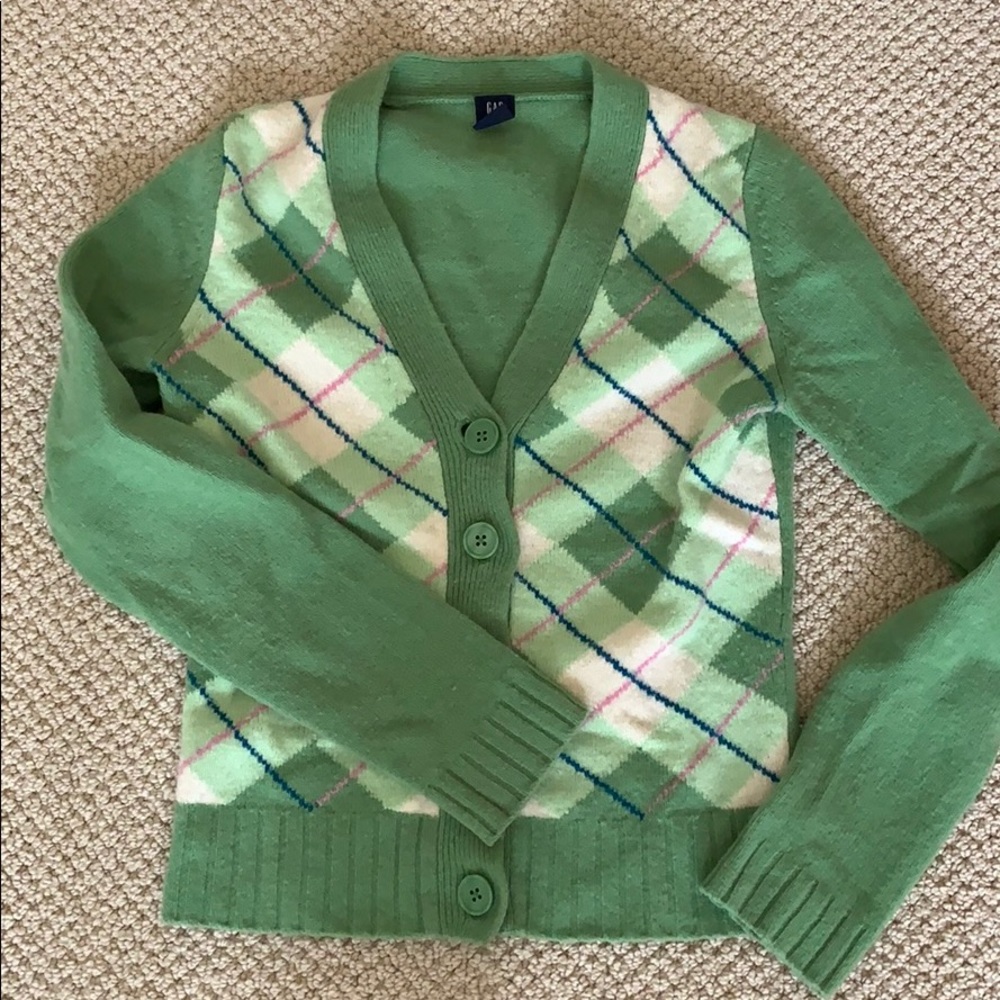 GAP Green Argyle sweater